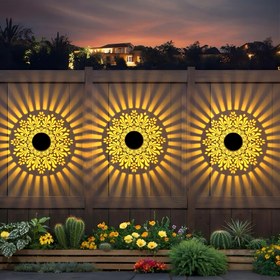 Resim 2/4/1 Adet Güneş Enerjili Şakayık Sensörlü Duvar Lambası, IP65 Su Geçirmez Dış Mekan Duvar Aydınlatması, Balkon Teras Dış Cephe Aydınlatması, Avlu Villa Kapı Dekoratif Işık, Vintage Demir Bahçe Peyzaj Aydınlatması, Oyuk Projeksiyon Işığı, Kamp Dış Mekan Aydınlatma Armatürü, Avlu Aydınlatması 