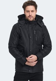 Resim Slazenger HANKIN Erkek Kapüşonlu Siyah Mont & Kaban 