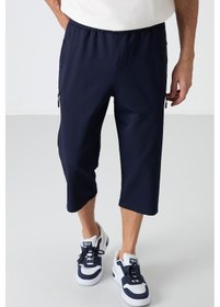 Resim Tommylife Tommy Life İndigo Fermuar Cepli Standart Kalıp Klasik Paça Erkek Kapri - 83091 İndigo 