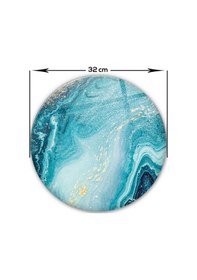 Resim Cam Kesme Tablası - Cam Kesme Tahtası Turkuaz Desen Çap32cm 