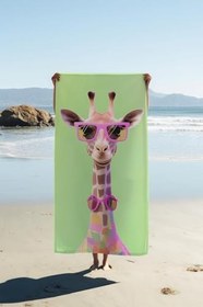 Resim Dijital Baskı Plaj Deniz Havlusu Zürafa Desenli Peştamal HVL0133 