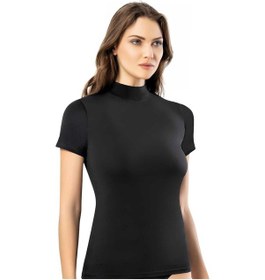 Resim Tezzgelsin Kadın 3'lü Kısa Kol Yarım Boğazlı Atlet T-shirt Siyah 