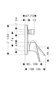 Resim Hansgrohe Focus E2 Tek Kollu Ankastre Banyo Bataryası - Krom 31945000 