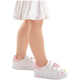 Resim Kiko Kids Bart Cırtlı Işıklı Kız Bebek Spor Ayakkabı Beyaz - Pembe 