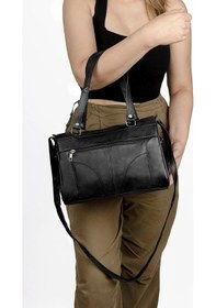 Resim Hakiki Deri Silindir Model Lüks El Omuz Ve Postacı Çanta Siyah 