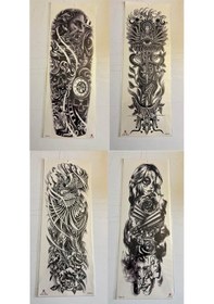 Resim Tetik 1 Hafta Kalıcı 4 Adet Birden Tam Kol Bacak Kaplama 46 Cm Geçici Dövme Seti 