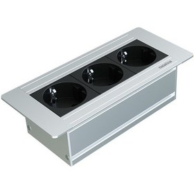 Resim Metalline® Flat-line Kapaksız Gömme Masaüstü Priz Kutusu - Eloksa 