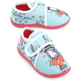 Resim Gezer Kışlık Kız Çocuk Cırt Cırtlı Ayarlanabilir Rahat Taban Panduf Ev Kreş Ayakkabı 