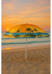 Resim Yüksek Kalite 8 Telli Eğilebilir 170 Cm Plaj Şemsiyesi Karışık Renk Çok Renkli 