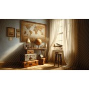 Resim Venspor Vintage Seyahat ve Keşif: Dünya Haritası ve Bavullar Temalı Arkaplan - 200x150cm Fon Duvar Örtüsü 