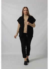 Resim Moda Berray Siyah Büyük Beden Fermuarlı Peluş Yelek Siyah 