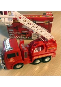Resim Pilli Işıklı Sirenli Oyuncak Itfaiye Arabası Vinç 