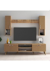 Resim Mega 180 lik Kapaklı Raflı Tv Ünitesi Çam Hazeran Kapaklı - TVU02 