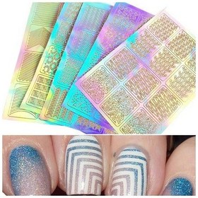 Resim 3 Sayfalık Nail Art Transfer Çıkartmaları 3d Tasarım Fransız Manikür İpuçları Çıkartma Aracı 