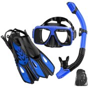 Resim Carrier Dalış Maskesi Fin Şnorkel Seti Yetişkin Panoramik Görünüm Şnorkel Maskesi Ayarlanabilir Dalış Flipper Kuru Üst Şnorkel Ve Seyahat Çantası Clear-Whıte Çok Renkli 