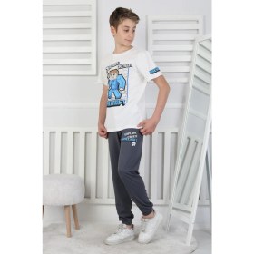 Resim Explore Create Desenli Erkek Çocuk Süprem Kısa Kollu Pijama Takımı 