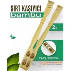 Resim Fırsatkolik Masajlı Sırt Kaşıma Aparatı - Bambu Sırt Kaşıyıcı 2 Li Set 