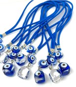 Resim Azrua Küp Şekilli Cam Nazar Boncuğu, Araba Ayna Süsü Araba Nazarlık, 1 Adet Küp Cam Araba Süsü 