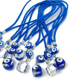 Resim Azrua Küp Şekilli Cam Nazar Boncuğu, Araba Ayna Süsü Araba Nazarlık, 1 Adet Küp Cam Araba Süsü 