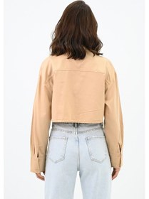 Resim Koza Butik Kadın Crop Cep Detaylı Gömlek 1672-24 001 