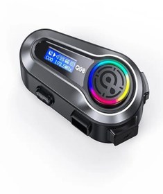 Resim Q008 Lcd Fm Radio Eq Ses Ipx6 Su Geçirmez Rgb Işıklı Bluetooth Motosiklet Kask Kulaklığı 