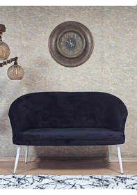 Resim Zafir İkili Teddy Beyaz Boyalı Sivriltme Ayak Çay Seti Koltuk İkili Berjer , Balkon, Salon, Ofis Siyah 