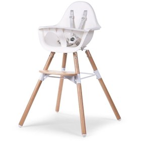 Resim Childhome Evolu 2 Mama Sandalyesi, Naturel Beyaz Tepsi Silikon Mat 