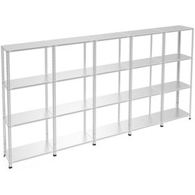 Resim Raf Burada 4 Katlı 5'li Galvaniz Çelik Raf - Depo, Arşiv, Kiler, Dosya, Market Rafı-31x75 cm-200 cm-1.50 mm 