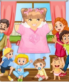 Resim Tox Kız Aile Bireyleri Keçe El Kukla T334 . Eğitici Oyuncak 