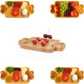 Resim İbico Bambu Ahşap Kalp Bölmeli Dikdörtgen Servis Tabağı Küçük Sunum Tepsisi 24,9 Cm X 13,9 Cm X 1,4 Cm Ahşap 