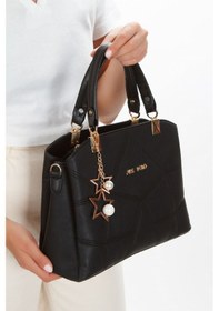 Resim Kadın Butterfly Siyah El Ve Omuz Çantası Kol Çantası Siyah 