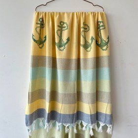 Resim El Yapımı Ahşap Baskılı Peştemaller - Sarı 