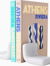 Resim Stone Beyaz Mermer Modern-Dekoratif Kitap Tutucu - Beyaz 