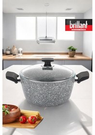 Resim Brillant Lüks Granit Derin Tencere 22 Cm Yanmaz Yapışmaz Tencere 