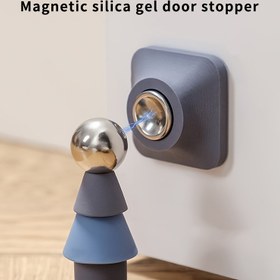 Resim Güçlü Mıknatıslı Çekmece ve Emişli Kapak Durdurucu - Deliksiz Montaj, Sessiz İndirgeme Banyo/Yatakhane Ofis kapılar i Cam Kızarma Panelleri Kayan Capialr (Gri /Mavi), Modern Minimalist Tas 