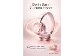Resim FaroxTech Rose Gold Kablosuz Kulak Üstü Bluetooth Kulaklık - Ultra Konforlu ve Uzun Pil Ömürlü 