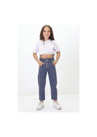 Resim Gzt Tekstil Kız C Ocuk Pantolon Tarzına Güvenen Kızlar İçin Pamuk Çizgili Likralı Kot Pantolon 6-15 Yaş Denim 