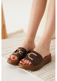 Resim Maria Acı Kahve Hakiki Deri Terlik Çok Renkli 