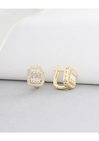 Resim Brezza Lusso Jewelry 18k Serie Oro Baget J Model Kadın Gümüş Küpe 