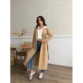 Resim Comstar Kadın Klasik Cepli Kuşaklı Trend Midi Taba Trençkot 