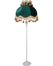 Resim Ahşap Ayak Zümrüt Renk Kadife Kaplı Lambader Vintage Model(545354305) 