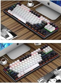 Resim Coverzone Leaven K550 Kablolu RGB Mekanik Klavye - 87 Tuşlu, Işıklı, Ergonomik Tasarım, 150cm Kablo, Bilgisayar PC için, Siyah-Beyaz, Mavi Switch 