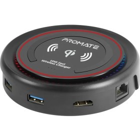 Resim Promate Centerhub Type-C Hub Dönüştürücü 11 i 1 arada 100W + Wireless Telefon Şarjlı 
