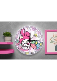 Resim Sevimli Pembe Karakter Ve Çilek Desenli Sessiz Mekanizma Duvar Saati Kız Çocuk Odası Dekoratif Pembe 