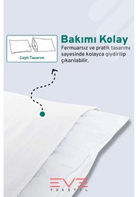 Resim 2 Adet Ranforce Düz Pamuk Antibakteriyel Yıkanabilir Lüks Yastık Kılıfı 50x70cm Beyaz 