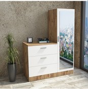 Resim Robin Home Lyana Aynalı Şifonyer Gardırop Çam-Beyaz (483214904) 