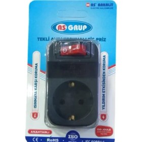 Resim Tekli Akım Korumalı Priz 150 Joule 16A AUK001 Siyah 