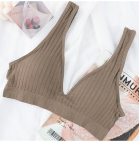 Resim Kahve Kadın Derin V Yaka Spor İç Giyim Çelik Olmayan Halka Koşu Spor Yoga Sütyen Yastıklı Tank Tops Yelek Bralette Kırpma Üst Sutyen Kahverengi 