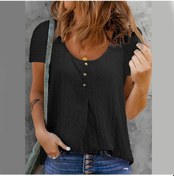 Resim Barbora Düğme Detaylı Kadın Bluz bt404siyah2 