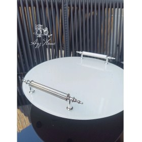 Resim Beyaz Cam 2 Li Söz Nişan Tepsisi /isteme Kahve Sunum - Söz Nişan Yüzük Tepsisi 